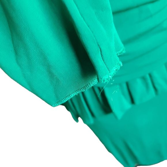 Alexander McQueen Green Peplum Ruched Stretch Dress Viscose Italy sz 48 (14 US) - Picture 6 of 16